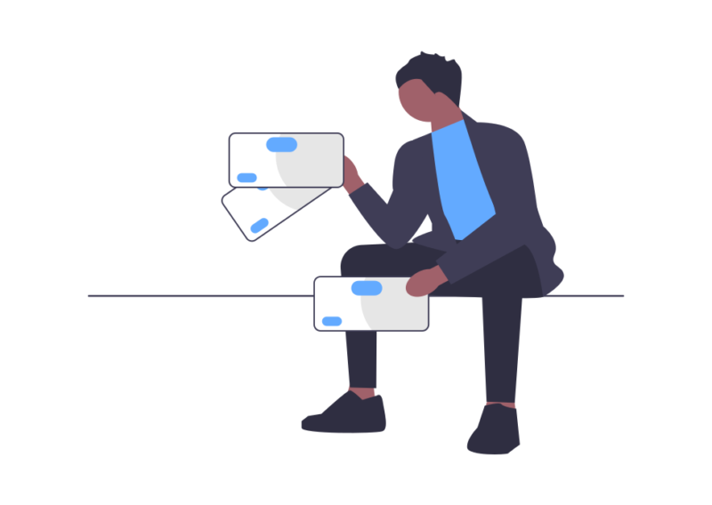 紙幣を持つ男性のイラスト