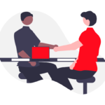 相談者とケアマネジャーのイラスト