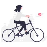 自転車を漕ぐ女性