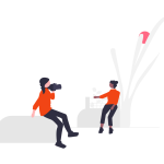 自然の中の親子のイラスト