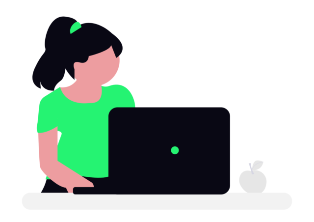 母親の施設を探す女性のイラスト